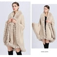 thumbnail image 3 of PIKADINGNIS Women Faux Fur Trim Poncho Wrap Warm Winter Sweater Cardigan Cold Weather Shawl Coat, 3 of 6