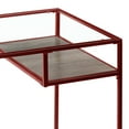 thumbnail image 6 of GZXS Modern Minimalist Writing Desk with Clear Glass Top, Metal Sled Base & Wood Shelf - 48" Rectangular Computer Desk for Home Office, Study, Bedroom (Red Frame), 6 of 8