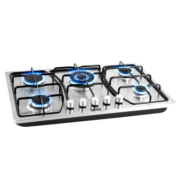 Parrilla Gas Acero Inox Rejilla de Hierro Reforzada 5 Quema plateado Mediano