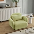 thumbnail image 3 of 36" Living Room Furniture One Seat Lazy Sofa Chair With Wide Upholstered, Teddy Fabric Accent Chair with Support Arms for Bedroom, Apartment, Studio, Office, Waiting Room, Light Green, 3 of 8