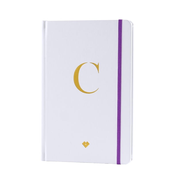 Libreta de Notas con Iniciales LuckyLy, Notebook Pasta Dura de Piel Vegana, Letras A-Z dorado 152 páginas