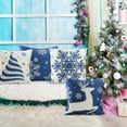 thumbnail image 7 of DecorX Christmas Blue Pillow Covers 18×18 Inch Set of 4 Farmhouse Pillow Covers Holiday Rustic Linen Pillow Case for Sofa Couch Christmas Blue Decorations Throw Pillow Covers, 7 of 7