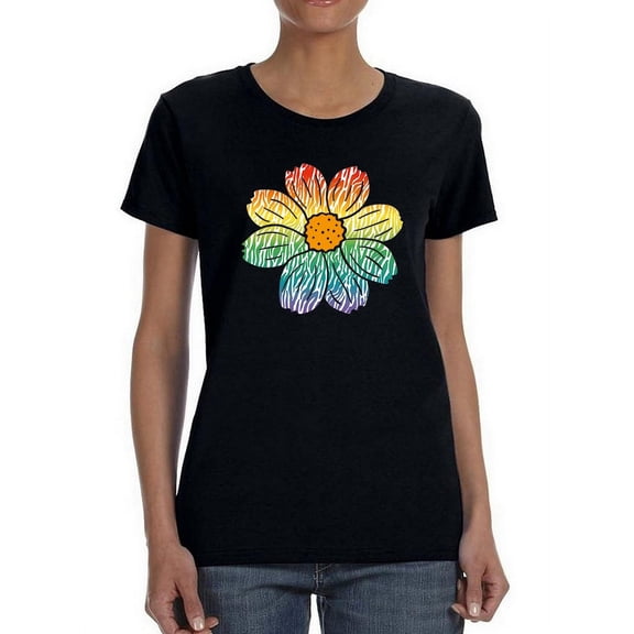 Colorful Flower Women T-Shirt, Female x-Large