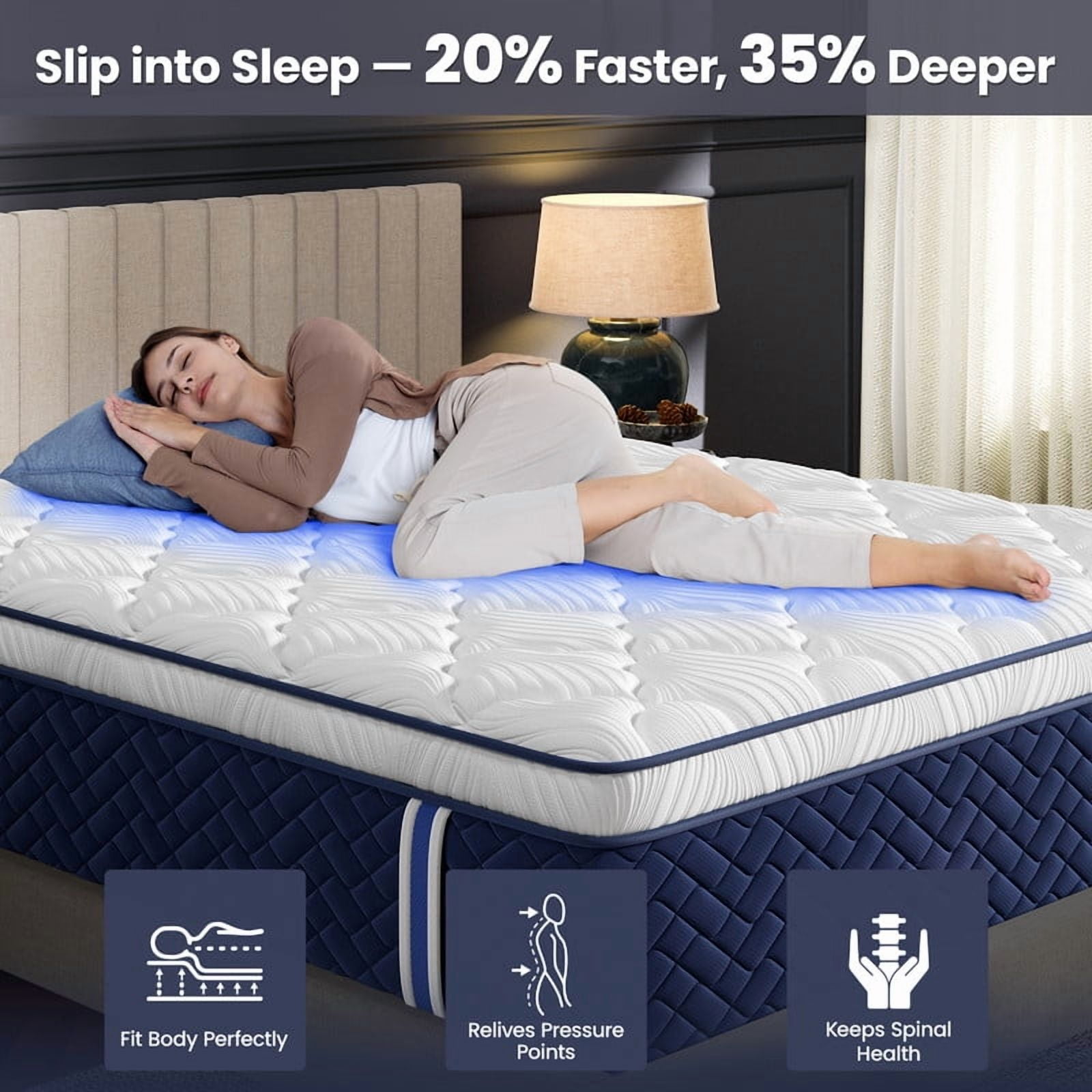 Bedstory Firm Full Hybrid Mattress 12", Euro Top, Extra Back & Hip Support, CertiPUR-US Certified, 365-Night Trial