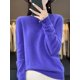 thumbnail image 1 of Suéter de punto de lana merino 100 % pura para mujer, jersey de cuello redondo a la moda para otoño e invierno, jersey sin costuras, ropa cálida de cachemira, 1 of 5