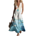 thumbnail image 5 of Dresses for Women Casual Printed Sleeveless Pocket Maxi Dress, Loose V‑Neck Button Down for Daily Vacation Beach Parties& Summer Outings, 5 of 8