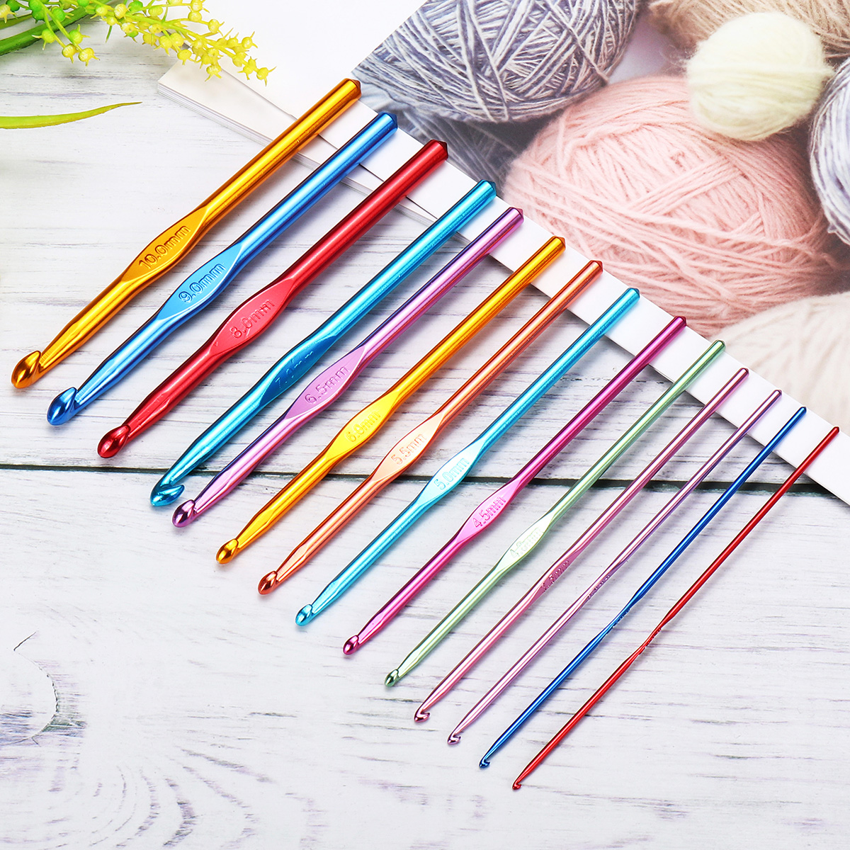 14PCS Aluminum Oxide Knitting Needles Set Crochet Hooks Colorful Craft