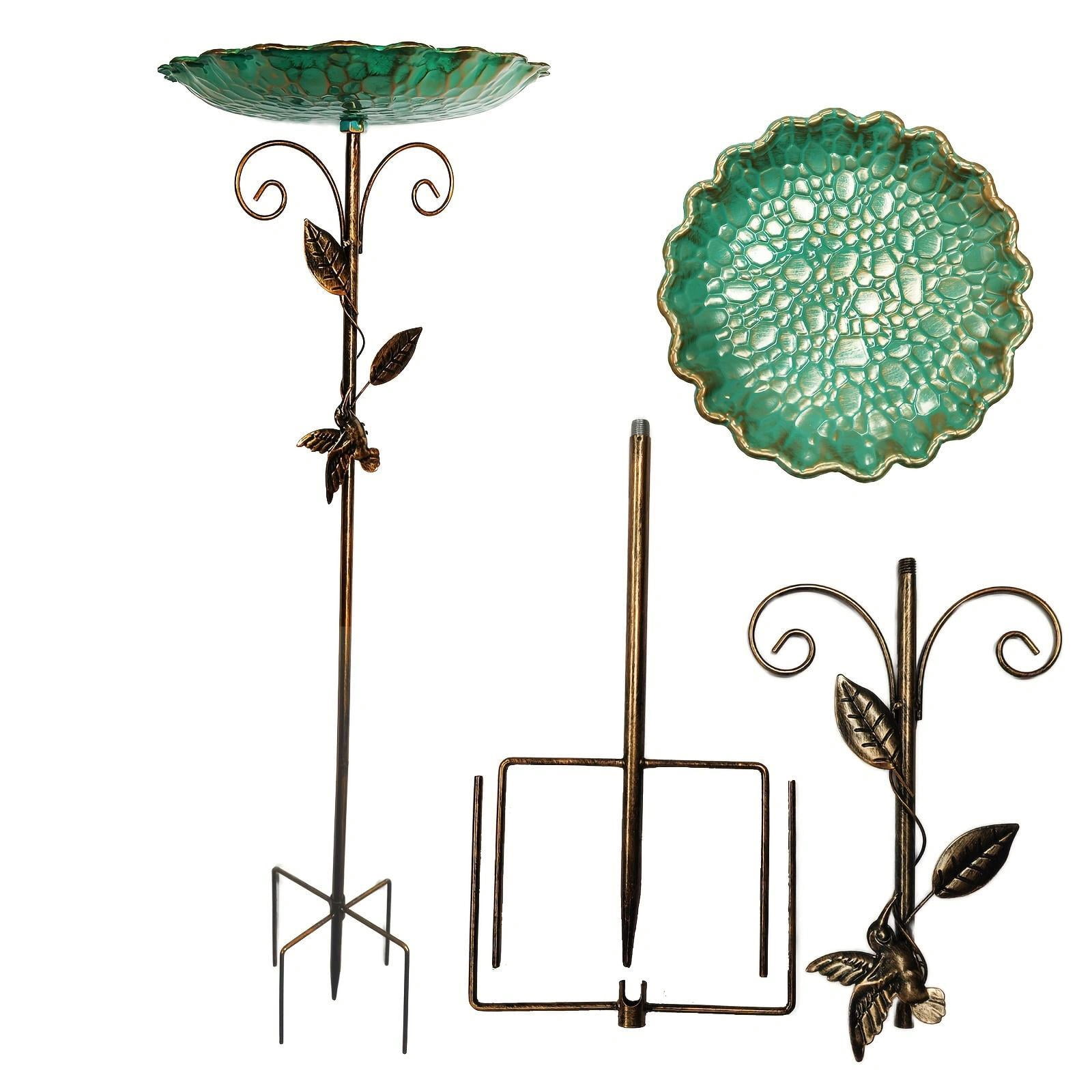 Miulika Bird Bath for Outdoor Weather Resistant Iron Birdfeeder for Lawn Garden Yard