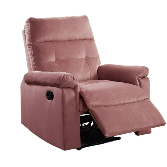 Jessy Manual Recliner Chair, Tufted Cushioned Rose Pink Velvet