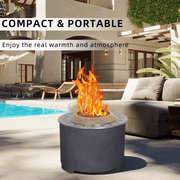 Afterglow Smokeless Fire Pit, 20.5" Round Wood Burning Stainless Steel Top & TerraFab Base, Firepit with Weather Cover Perfect for Outdoor Patio Garden, Dark Grey