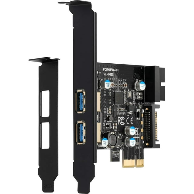 Extension PCI-E vers USB 3.0 2 Ports, avec Connecteur d'Alimentation SATA 15 Broches et Interface USB3.0 19 Broches, Adapté