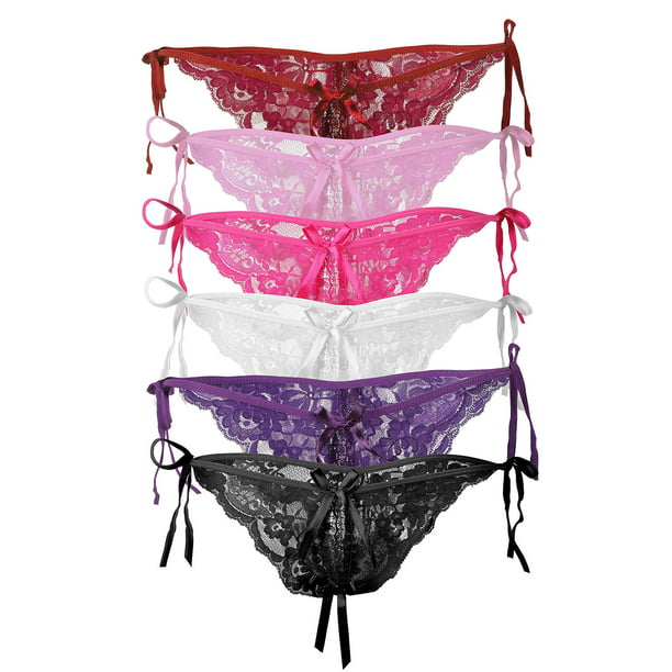Bawdy - 6 Pack of Women's Sexy Lace Low Rise Panties Lingerie ...