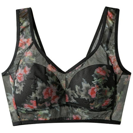 Women s Thin Underwired Mesh Cotton Sports Bra Printed Vest Style Unbuttoned Woman s Bras Comfortable Beautiful Back Underwear Women Bras Wireless Front Closure Bra
