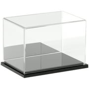 Plymor Clear Acrylic Display Case with Black Base (Mirror Back), 6" W x 4" D x 4" H