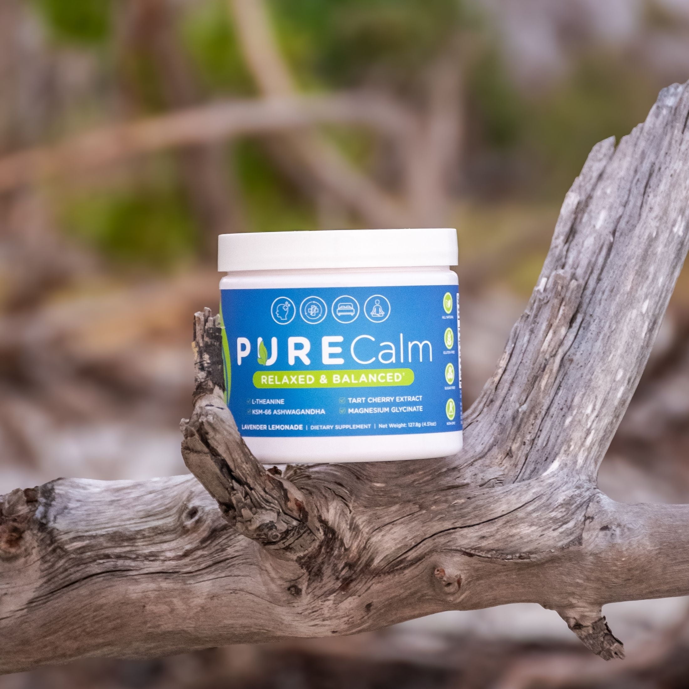 PURE Calm Stress Relief Drink Powder – Naturally Calm, Anytime – Lavender Lemonade, 30 Servings