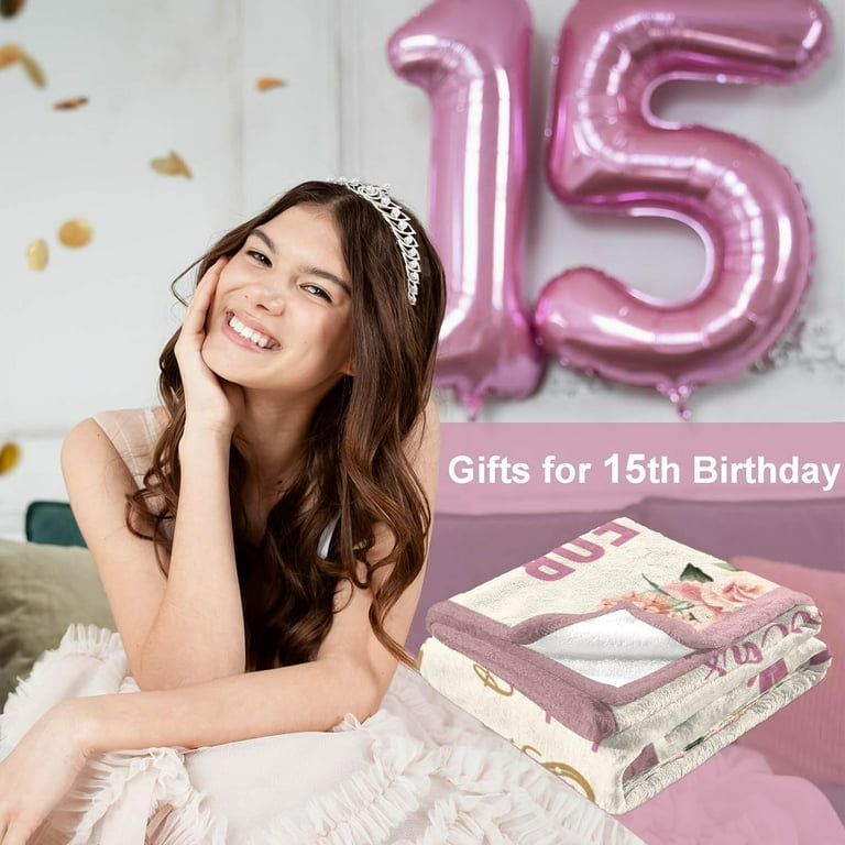 Quinceanera Gifts Blanket 15 Year Old Girl Gifts for Birthday 15th Birthday Gifts for Teen Girls Throws 50 x60 15th Birthday Decorations for Girls 15 Year Old Girl Gift Ideas Walmart