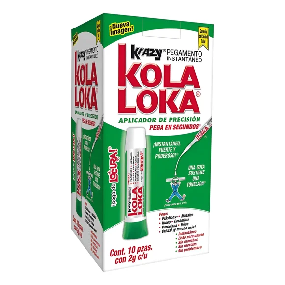 Pegamento Kola Loka Instantáneo Tubo 2 g Caja con 10 Piezas