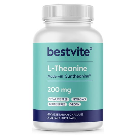 L-Theanine 200mg with Suntheanine (60 Vegetarian Capsules) - No Stearates - No Flow Agents