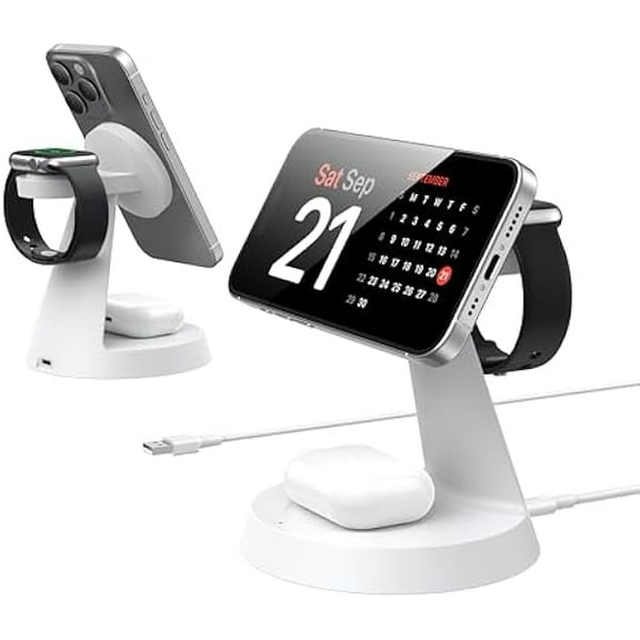 FU1999Wireless Charging Stand for iPhone 3 in 1 Charging Station, Magnetic Wireless Charger Stand for Multiple Apple Devices 16/15/14/13/12 Series,AirPods, iWatch Series.