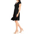 thumbnail image 3 of Women's Casual Stretch Flared A-Line Swing Loose V-Neck Short Sleeve Solid Midi Dress, 3 of 5