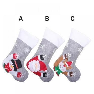 3PCS Flannel Christmas Hanging Gnome Socks Stockings Candy Bag Xmas ...