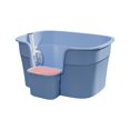 thumbnail image 3 of Pet Litter Tray Semi Enclosed Cat Litter Box Splashproof High Sided Large Kitten Blue, 3 of 9