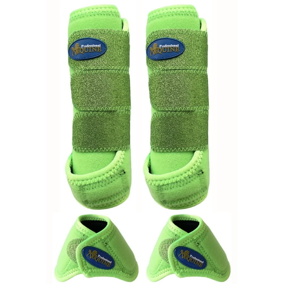 Horse Medium Professional Equine Sports Medicine Splint Bell Boots Lime Gr 4142B