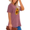 thumbnail image 3 of Anbech Sunflower Plus Size T-Shirts for Women Graphic Sunflower Print Oversize Short Sleeves T-Shirt with Round Neck, 3 of 9
