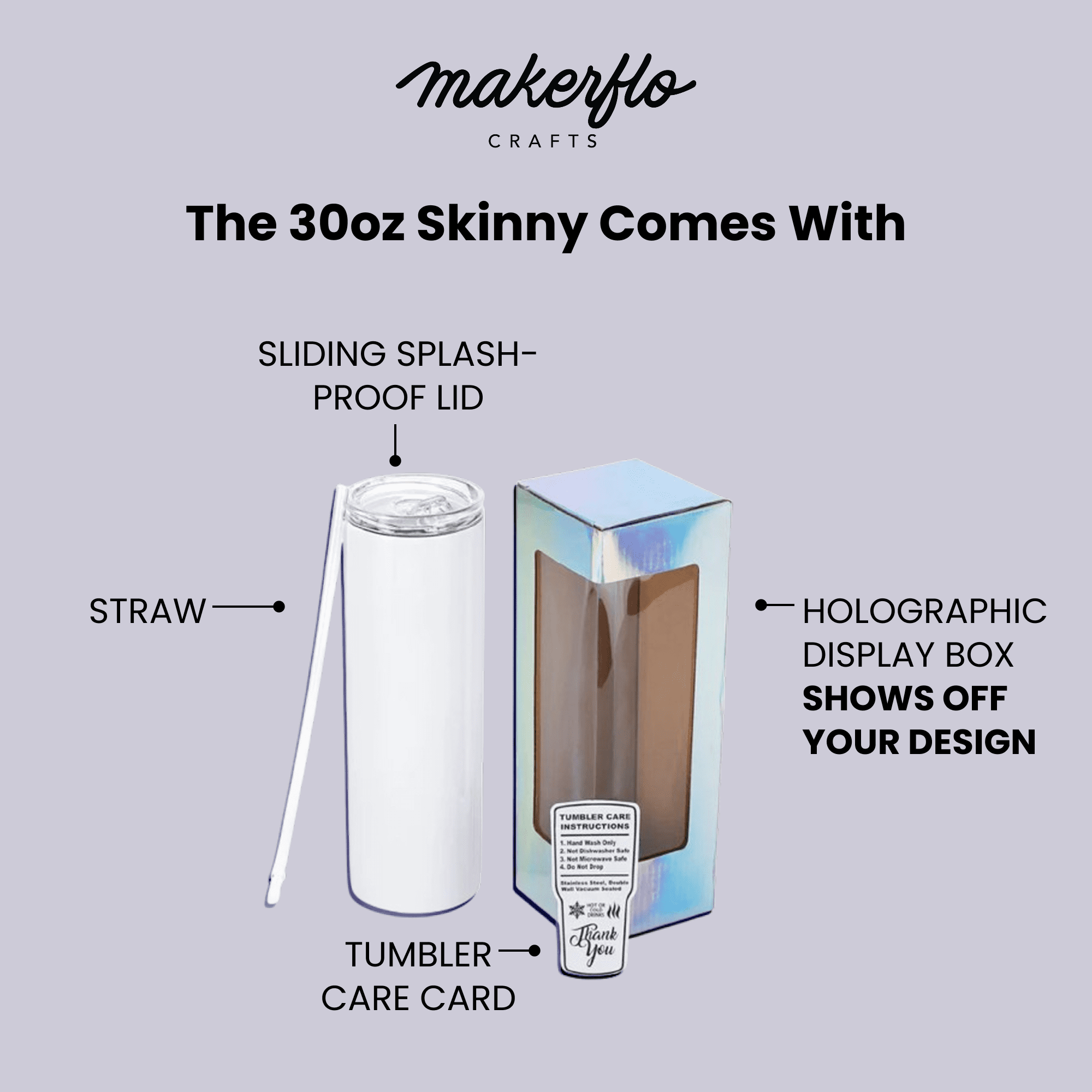 Makerflo 30 oz Skinny Tumbler Stainless Steel Silver 25 Pack Ideal for DIY Crafts -Epoxy