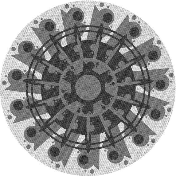 Ahgly Company Indoor Round Patterned Platinum Silver Gray Area Rugs, 5' Round