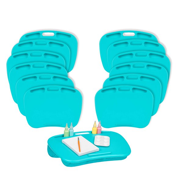 LAPGEAR MyDesk Bureau de Genoux avec Rebord d'Appareil et Support pour Téléphone - Turquoise - Convient aux Ordinateurs Portables jusqu'à 15,6 Pouces - Lot de 12 - No de Modèle 44009