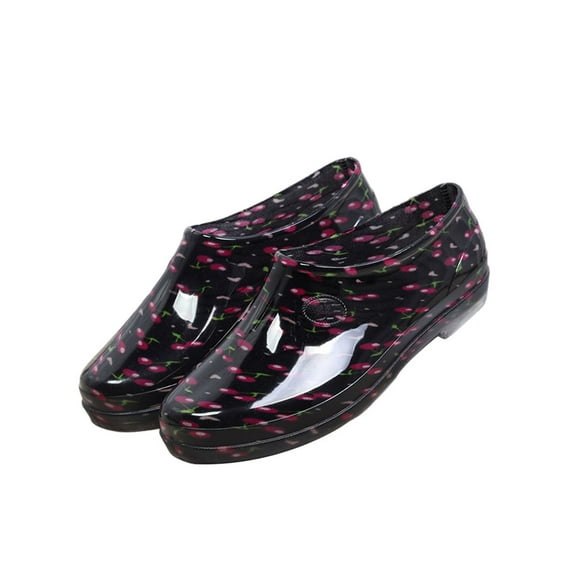 GENILU Women's Waterproof Rain and Garden Shoe with Comfort Insole Flower Print Slip on Water Shoes Outdoor Work Booties