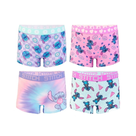 Girls' Disney Stitch 4 Pack Athletic Shorts Underwear - 4