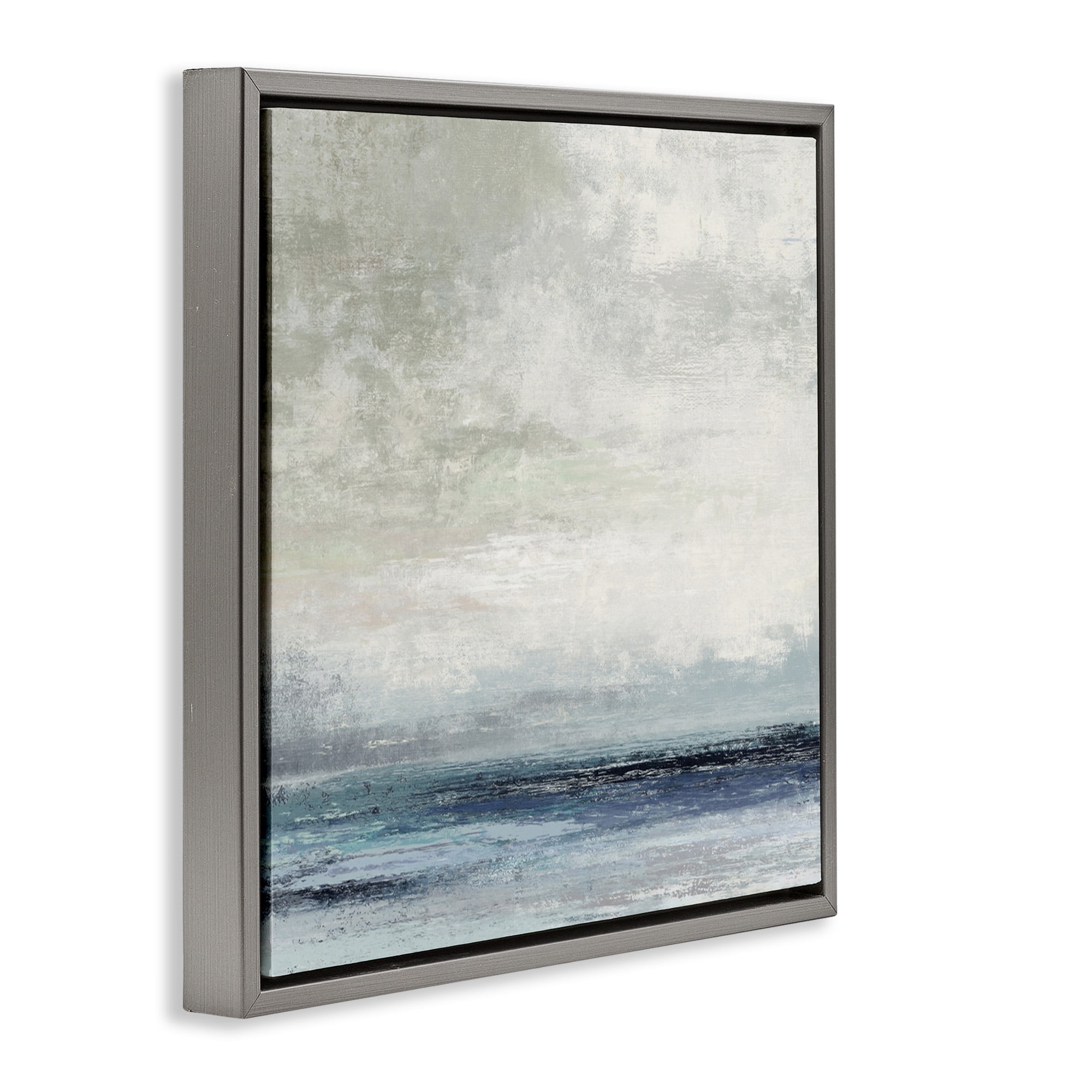 Stupell Industries Rainy Sea Shoreline Abstract Abstract Painting Gray Floater Framed Canvas Art Print Wall Art, 18 x 18