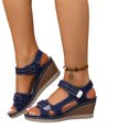 thumbnail image 2 of UDAUDU Sandals for Women Low Block Chunky Heels Open Toe Ankle Strap Heel Fashion Party Dress Pump Shoes Slip On Strappy Buckle Heeled Sandals Navy US 7.5, 2 of 7