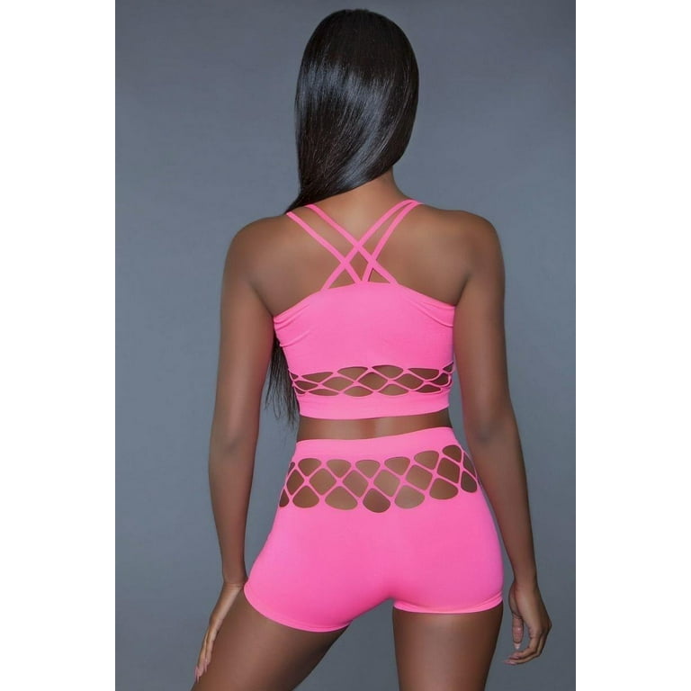 Pink fishnet cheap shorts