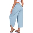 thumbnail image 6 of VBVC Women's Drawstring Cotton-Linen Wide Leg Pants,Ruched Hem Tapered Trousers For Women,Ladies Lightweight Sweatpants with Pockets,Light Blue,S-3XL, 6 of 8