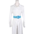 thumbnail image 5 of INSPIRE CHIC Women Woven Wide Stretch Belts, Straw Rattan Triangle Buckle Elastic Belt Waistband for Dress 41.3x1.9"(LxW) Blue, 5 of 6