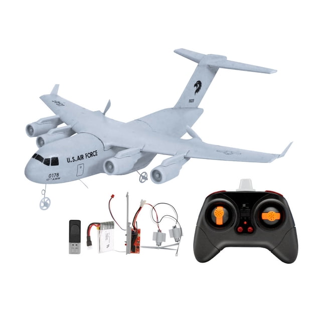 Avión C-17 RC, Avión de control remoto de 2,4 GHz 2 canales, Avión de transporte militar, Avión RC de ala fija de espuma EPP, fácil de volar para Conjunto estándar Sunnimix Aviones RC