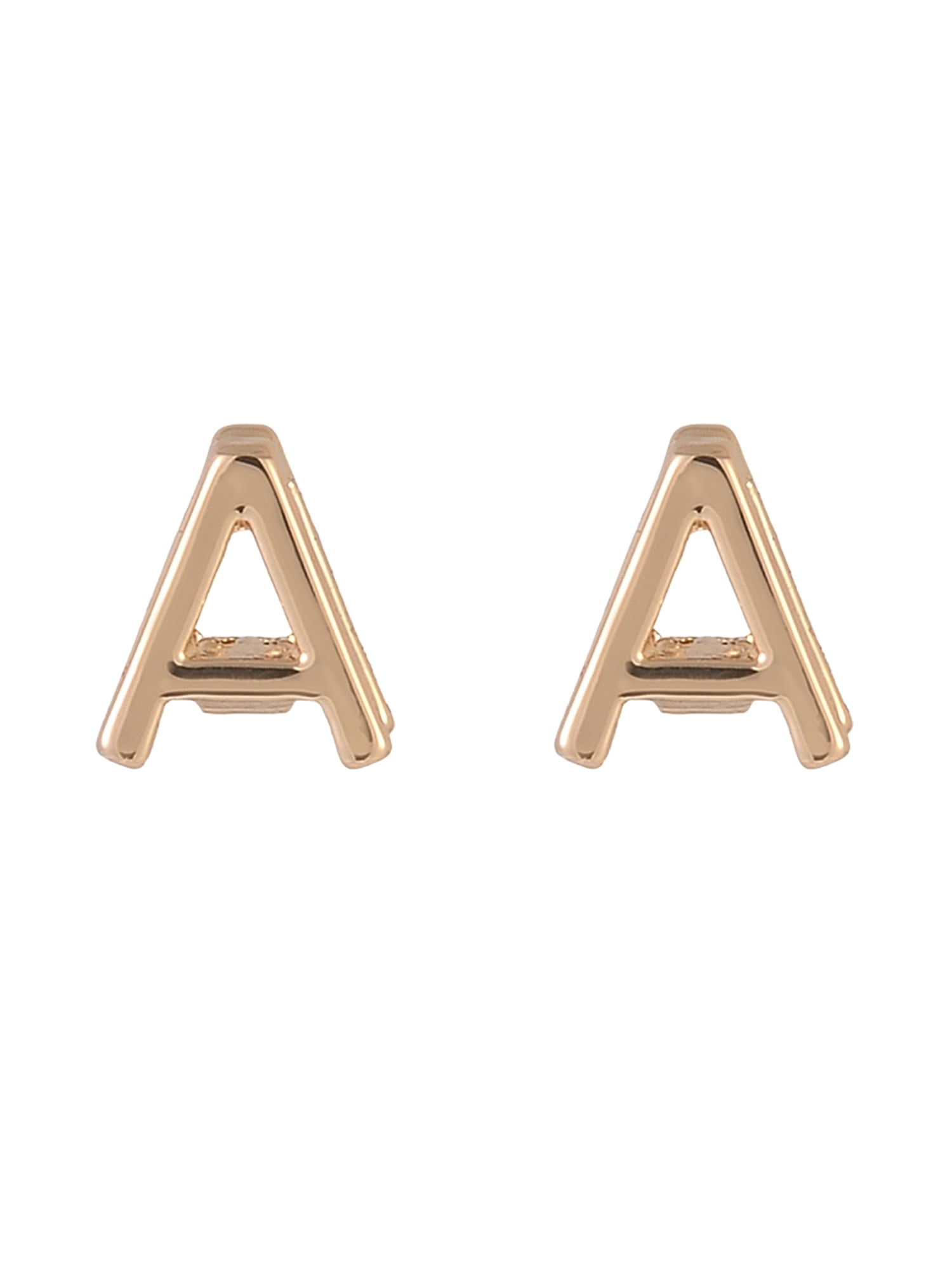 Time and Tru Goldtone 5pc Crystal Studs Hoop Initial "A"Earring Set