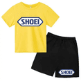 thumbnail image 3 of Conjunto de 2 piezas de camiseta y pantalones cortos con estampado de letras para niños y adolescentes de verano de 4 a 14 años, ropa informal de manga corta para niños y niñas, 3 of 5