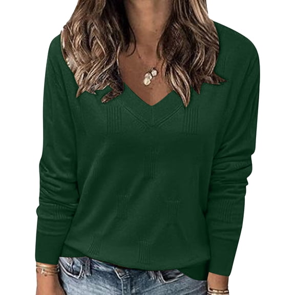 Womens Tops Long Sleeve Shirts with Button Cuffs Lightweight Sweaters Loose Fit Fall Fashion Clothes Green L
