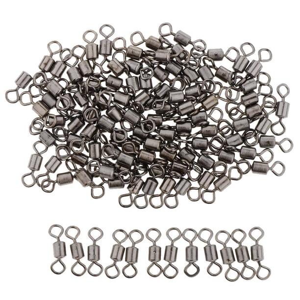 Eslabón giratorio de pesca Rodamiento de barril de pesca 100pcs Conector giratorio de anillo sólido giratorio Snap 5