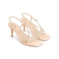 thumbnail image 3 of BLISSFUL STEP Glitter Stiletto Heel Slingback Strap Square Toe Sandals for Women Rose Gold (Size 6), 3 of 7