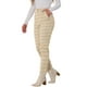 thumbnail image 4 of Pantalones de tartán de mujer Inspire Chic, elásticos, de cintura alta, rectos y largos, color beige claro, talla M, 4 of 6