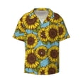 thumbnail image 4 of Uemuo Sunflowers Pattern Cotton Linen Short Sleeve Shirts,Casual Lightweight Button Down Shirts,Vacation Beach Summer Tops-4X-Large, 4 of 7