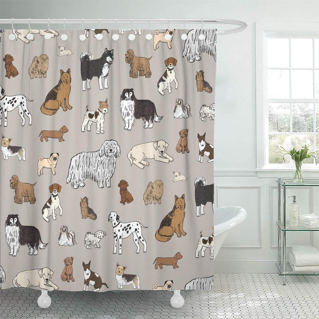 SUTTOM Badger Bull Dog Pattern Fun Beagle Bolognese Canine Shower