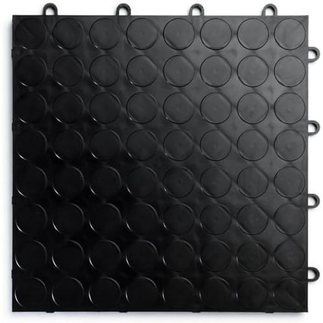 Big Floors RaceDeck CircleTrac, Durable Copolymer Interlocking Modular Garage Flooring Tile (48 Pack), Black