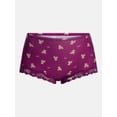 thumbnail image 6 of No Boundaries Fit Stretch Boyshort Panties with Lace, 3 Pack, Women's XS-3XL, 6 of 8
