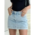 thumbnail image 5 of Rdhnmea Women Summer Denim Skorts Casual Solid Color Elastic Mini Skirt, 5 of 9